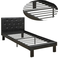 Faux Leather Upholstered Twin size Bed With tufted Headboard Black - PDX-F9415T