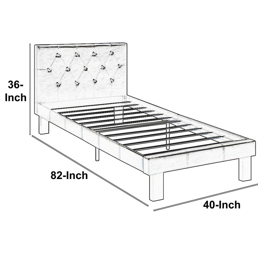 Faux Leather Upholstered Twin size Bed With tufted Headboard Black - PDX-F9415T