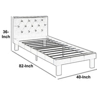 Faux Leather Upholstered Twin size Bed With tufted Headboard Black - PDX-F9415T