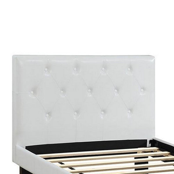 Faux Leather Upholstered Twin size Bed With tufted Headboard White - PDX-F9416T