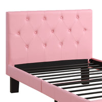 Faux Leather Upholstered Twin size Bed With tufted Headboard Pink - PDX-F9417T