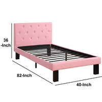 Faux Leather Upholstered Twin size Bed With tufted Headboard Pink - PDX-F9417T