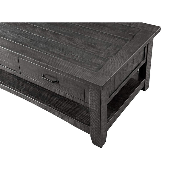 Wooden Coffee Table With Two Spacious Drawers, Gray
