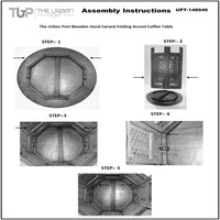 18 Inch Mango Wood Folding Accent Table, Hand Carved, Walnut Brown - UPT-148946