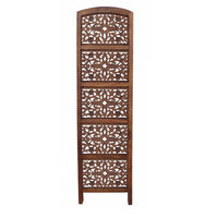 The Urban Port Handmade Foldable 4-Panel Wooden Partition Screen Room Divider, Brown - UPT-148948