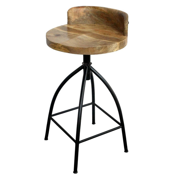Pia 25-31 Inch Set of 2 Industrial Style Counter Height Stools with Adjustable Swivel Seat, Brown, Black - UPT-165867-2