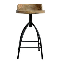 Pia 25-31 Inch Set of 2 Industrial Style Counter Height Stools with Adjustable Swivel Seat, Brown, Black - UPT-165867-2