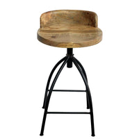 Pia 25-31 Inch Set of 2 Industrial Style Counter Height Stools with Adjustable Swivel Seat, Brown, Black - UPT-165867-2