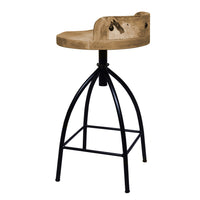 Pia 25-31 Inch Set of 2 Industrial Style Counter Height Stools with Adjustable Swivel Seat, Brown, Black - UPT-165867-2