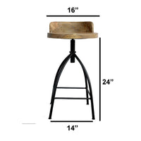 Pia 25-31 Inch Set of 2 Industrial Style Counter Height Stools with Adjustable Swivel Seat, Brown, Black - UPT-165867-2
