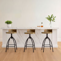 Pia 25-31 Inch Industrial Style Counter Height Stool with Adjustable Swivel Seat, Brown, Black- UPT-165867