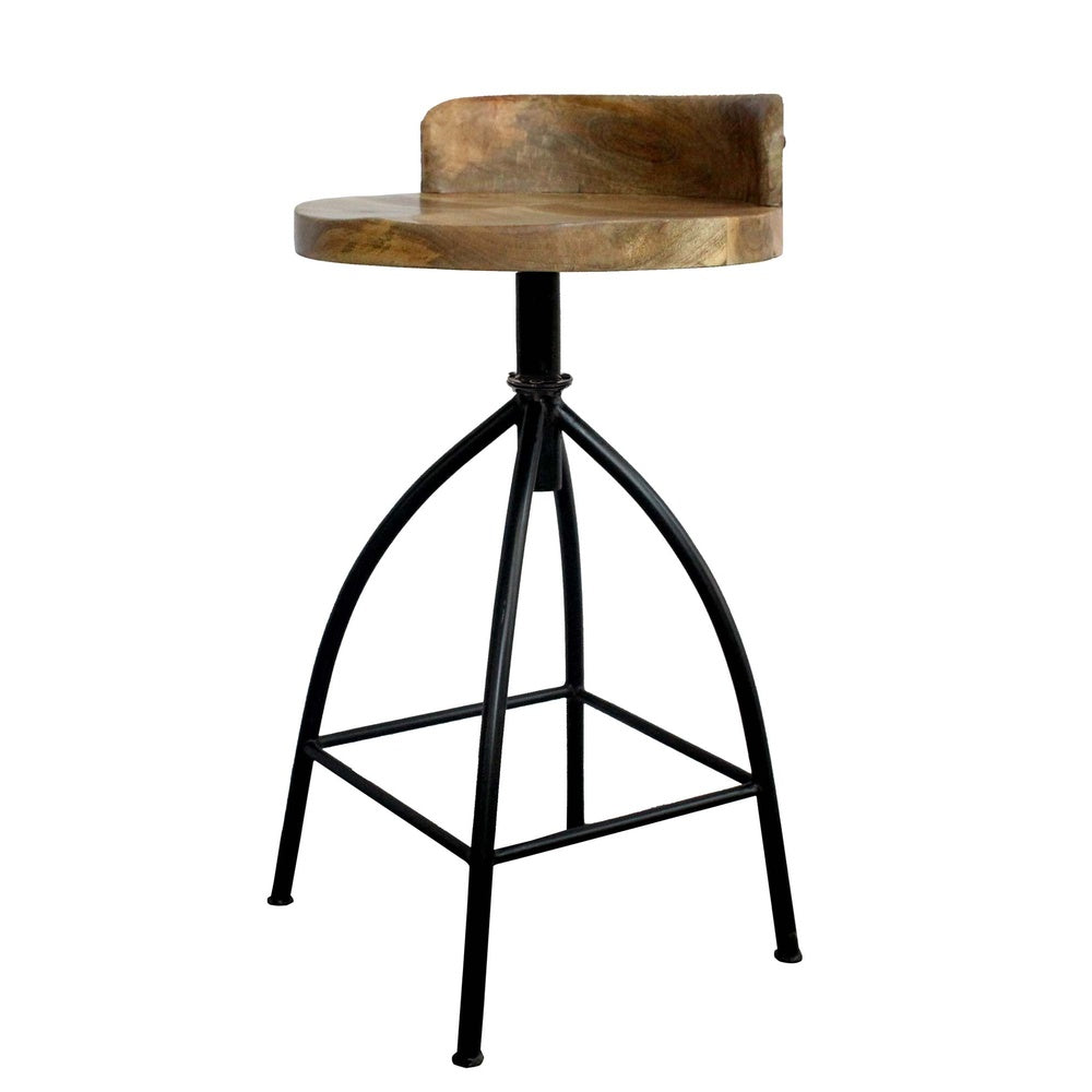 Pia 25-31 Inch Industrial Style Counter Height Stool with Adjustable Swivel Seat, Brown, Black- UPT-165867