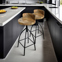 Pia 30-35 Inch Industrial Style Adjustable Swivel Bar Stool With Backrest - UPT-165868