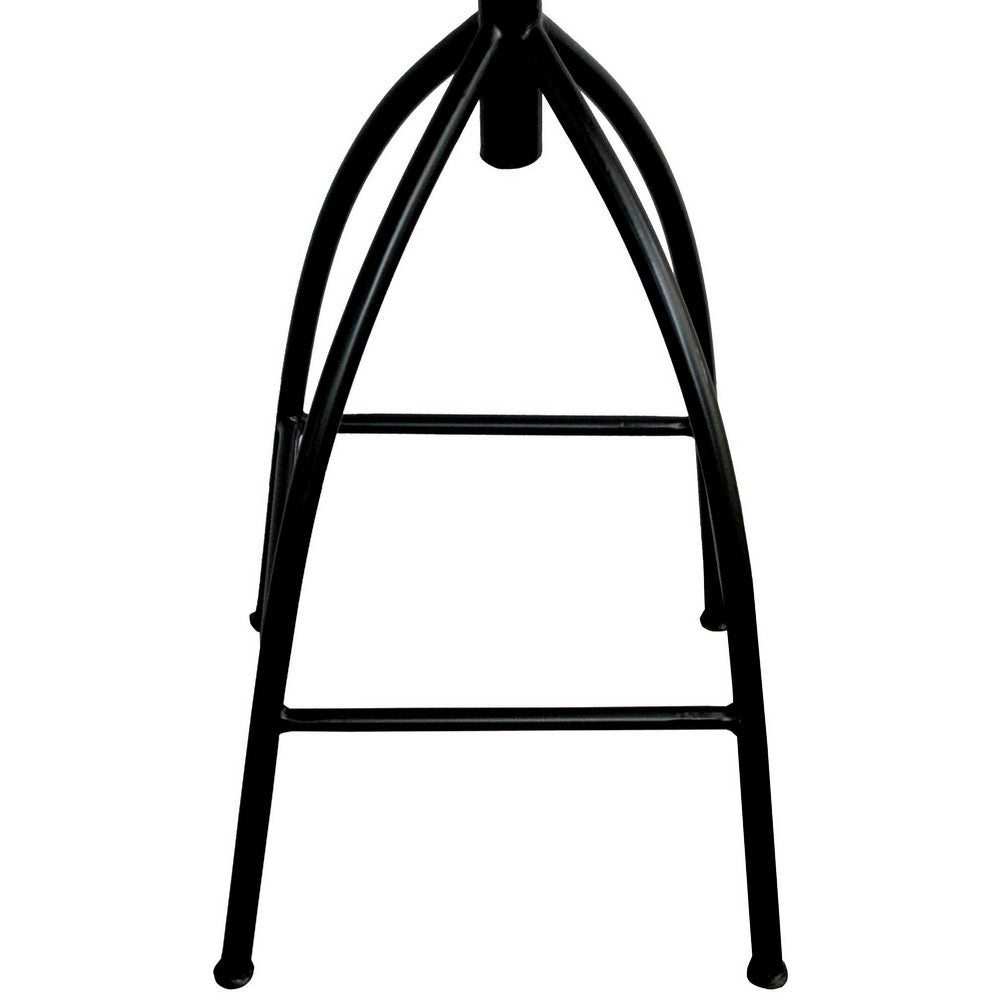 Pia 32-35 Extra Tall Adjustable Barstool, Set of 2, Natural Brown Mango Wood Seat, Black Iron Frame - UPT-165868-2