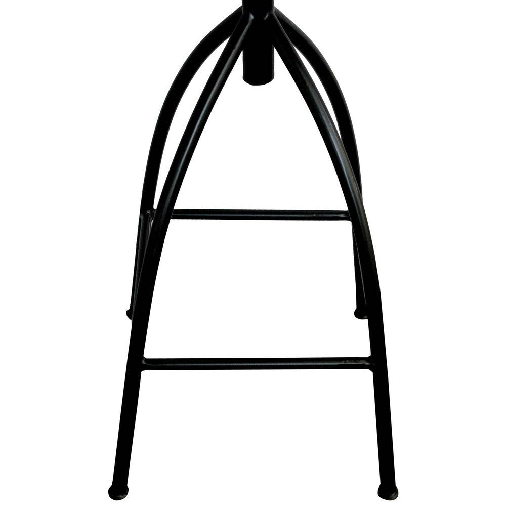 Pia 32-35 Extra Tall Adjustable Barstool, Natural Brown Mango Wood Seat, Black Iron Frame - UPT-165868