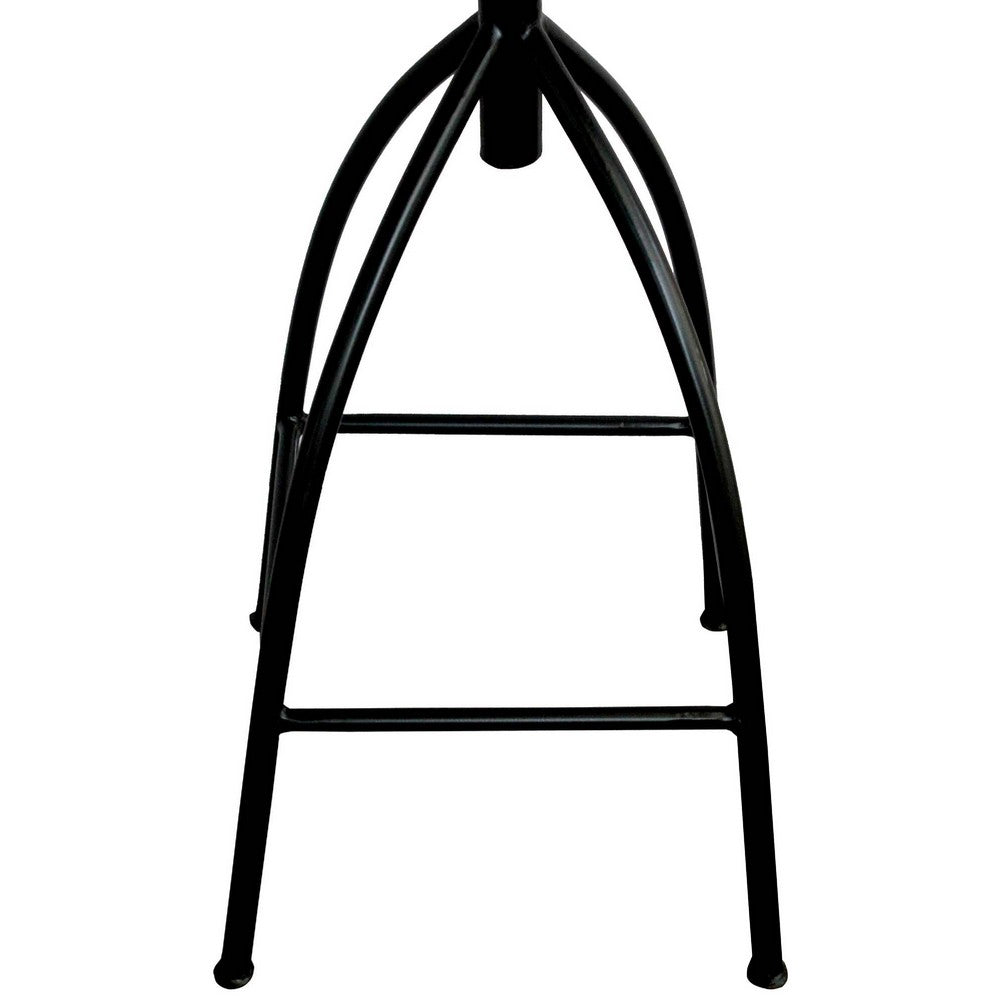 Pia 32-35 Extra Tall Adjustable Barstool, Natural Brown Mango Wood Seat, Black Iron Frame  - UPT-165868