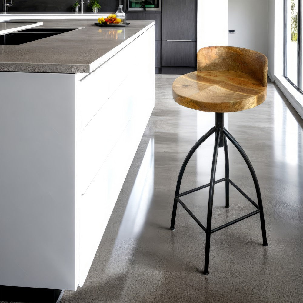 Pia 30-35 Inch Industrial Style Adjustable Swivel Bar Stool With Backrest - UPT-165868