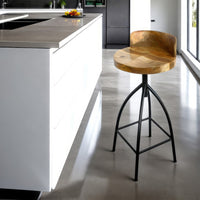 Pia 30-35 Inch Industrial Style Adjustable Swivel Bar Stool With Backrest - UPT-165868