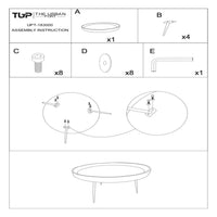 Gia Round Mango Wood Coffee Table With Splayed Metal Legs, Brown and Black- UPT-183000