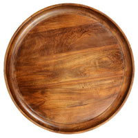 Gia Round Mango Wood Coffee Table With Splayed Metal Legs, Brown and Black- UPT-183000