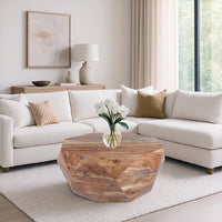 Bon 33 Inch Diamond Shape Acacia Wood Coffee Table With Smooth Top, Natural Brown- UPT-183796