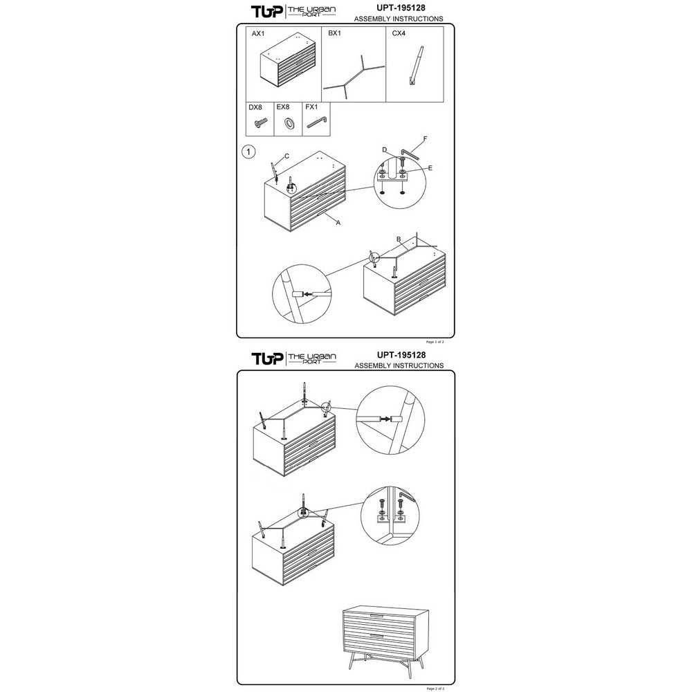 2 Drawer Wooden Nightstand with Metal Angled Legs, Black and Brown - UPT-195128