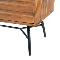 2 Drawer Wooden Nightstand with Metal Angled Legs, Black and Brown - UPT-195128