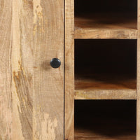 27 Inch Mango Wood Side Table, Open Cubbies, 1 Door Cabinet, Natural Brown By The Urban Port