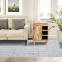 27 Inch Mango Wood Side Table, Open Cubbies, 1 Door Cabinet, Natural Brown By The Urban Port