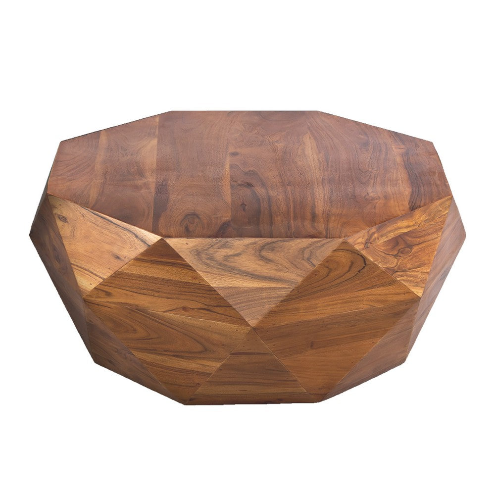 Bon 33 Inch Diamond Shape Acacia Wood Coffee Table With Smooth Top, Dark Brown - UPT-196015