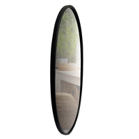 Oval Metal Wall Mirror with Framed Edges and Wooden Backing, Black - UPT-228707