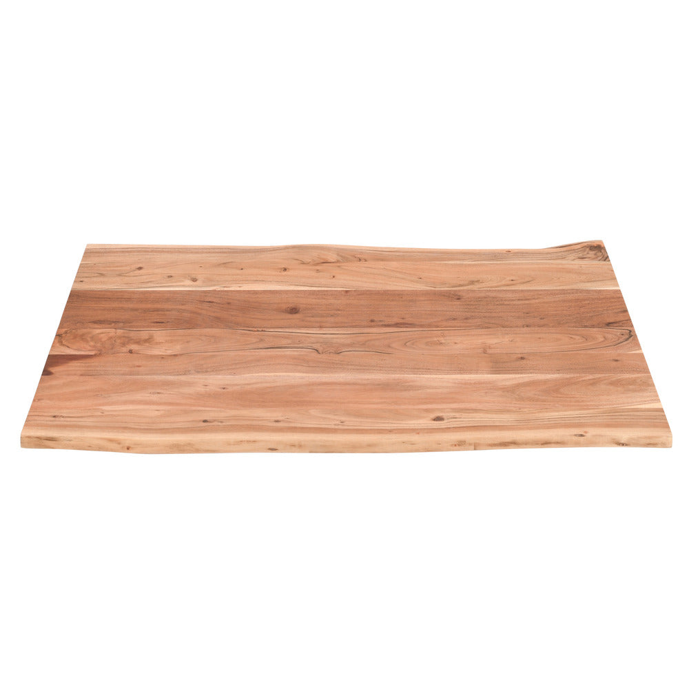 45 Inch Acacia Farmhouse Coffee Table, Live Edges, Metal Sled Base, Brown and Black - UPT-231740