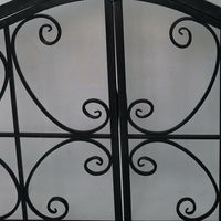43 Inches 2 Door Iron Fireplace Screen, Mesh Design, Scrollwork, Black - UPT-232048