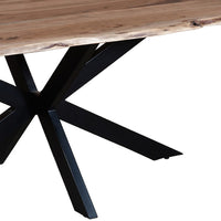 79 Inch Rectangular Live Edge Top Mango Wood Dining Table, Crossed Legs, Brown, Black - UPT-238003