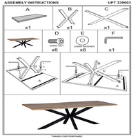 79 Inch Rectangular Live Edge Top Mango Wood Dining Table, Crossed Legs, Brown, Black - UPT-238003