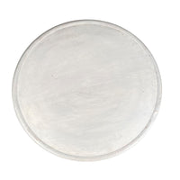 Cato 28 Inch Artisanal Round Mango Wood Coffee Table, Intricate Diamond Lattice Cut Out Frame, Washed White- UPT-241080