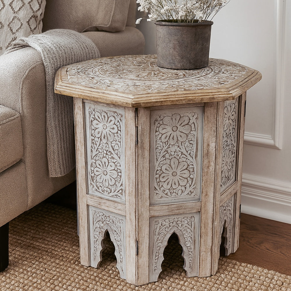 The Urban Port Olta 18 Inch Handcrafted Farmhouse Side Table