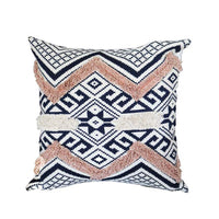 18 x 18 Handcrafted Square Jacquard Cotton Accent Throw Pillow, Geometric Tribal Pattern, Set of 2, White, Black, Beige By The Urban Port