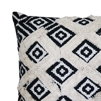 18 x 18 Handcrafted Square Jacquard Soft Cotton Accent Throw Pillow, Diamond Pattern, Set of 2, White, Black By The Urban Port