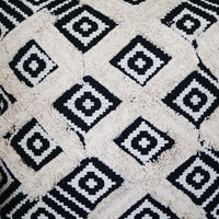 18 x 18 Handcrafted Square Jacquard Soft Cotton Accent Throw Pillow, Diamond Pattern, Set of 2, White, Black By The Urban Port