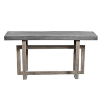 59 Inch Artisan Sideboard Console Table with Geometric Interlocked Base, Distressed Matte Gray - UPT-262415