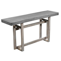 59 Inch Artisan Sideboard Console Table with Geometric Interlocked Base, Distressed Matte Gray - UPT-262415
