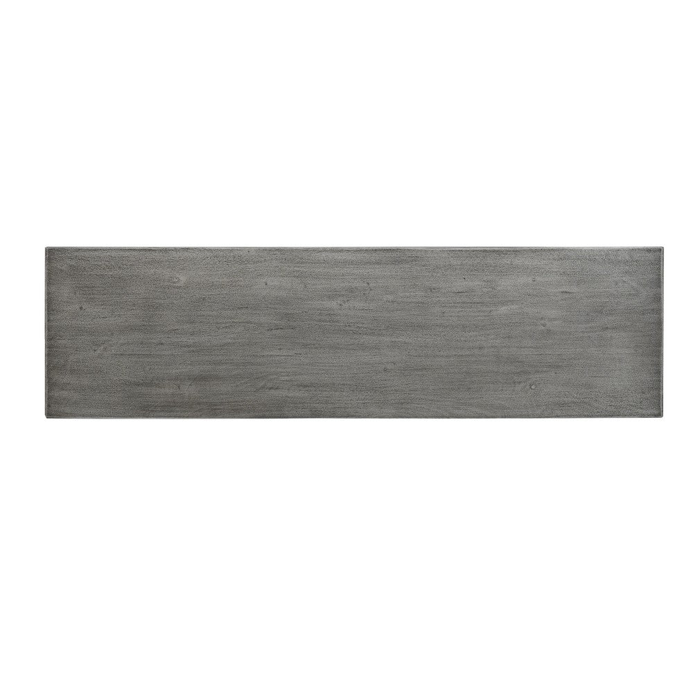 59 Inch Artisan Sideboard Console Table with Geometric Interlocked Base, Distressed Matte Gray - UPT-262415