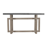 59 Inch Artisan Sideboard Console Table with Geometric Interlocked Base, Distressed Matte Gray - UPT-262415