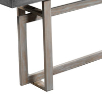 59 Inch Artisan Sideboard Console Table with Geometric Interlocked Base, Distressed Matte Gray - UPT-262415