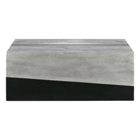 45 Inch Rectangular Mango Wood Coffee Table, Iron Base, Washed White and Black - UPT-263774