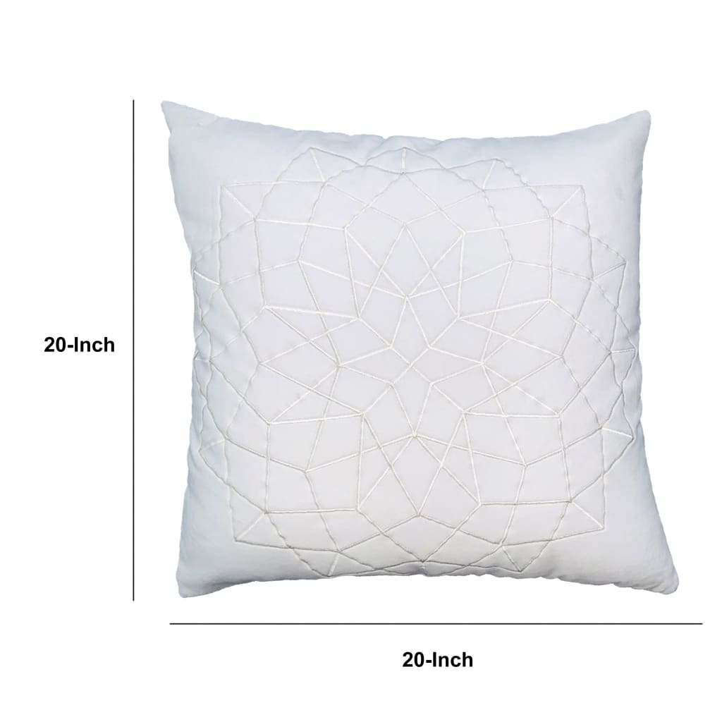 Hugo 20 x 20 Square Accent Throw Pillows, Embroidered Abstract Pattern, Set of 2, White By The Urban Port