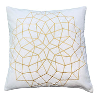 Hugo 20 x 20 Square Accent Throw Pillows, Embroidered Abstract Pattern, Set of 2, White, Gold By The Urban Port