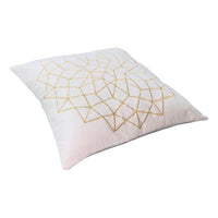 Hugo 20 x 20 Square Accent Throw Pillows, Embroidered Abstract Pattern, Set of 2, White, Gold By The Urban Port