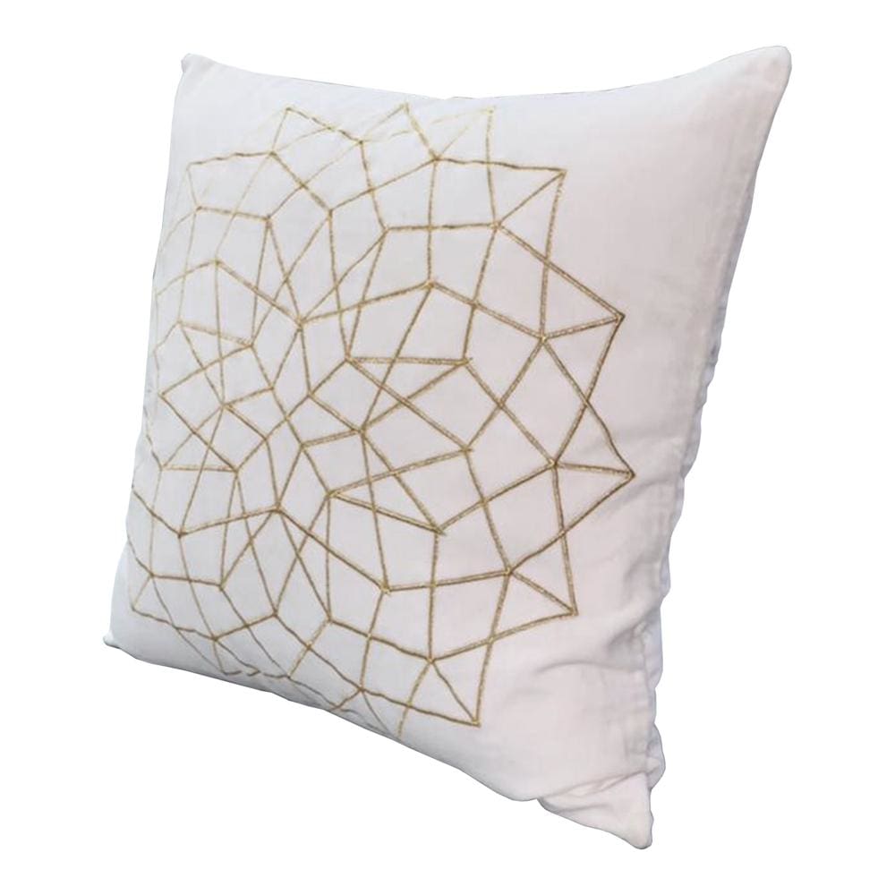 Hugo 20 x 20 Square Accent Throw Pillows, Embroidered Abstract Pattern, Set of 2, White, Gold By The Urban Port